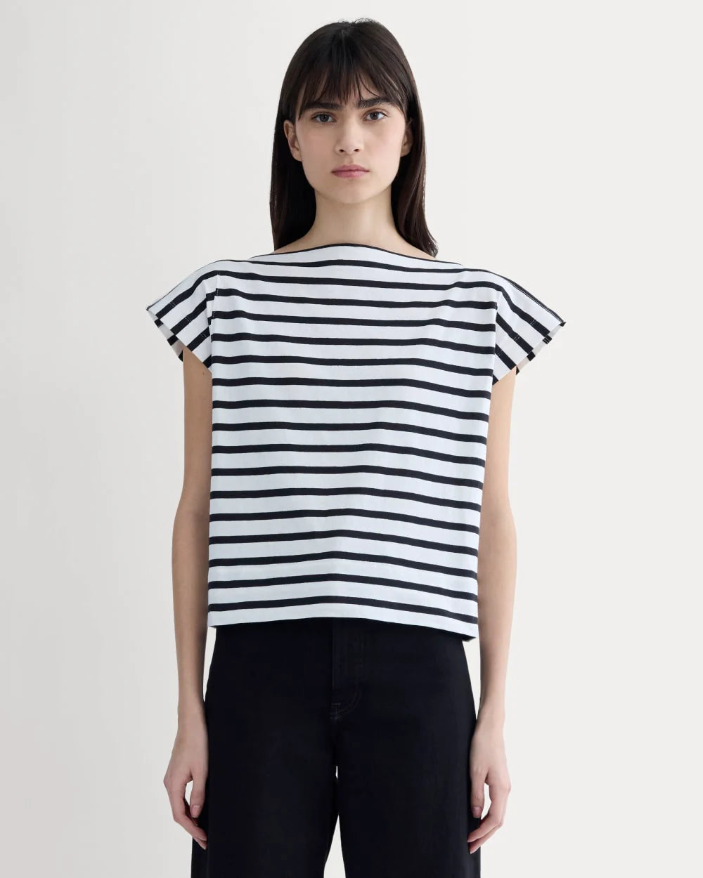 The Oversized Muscle Tee | Bone / Black