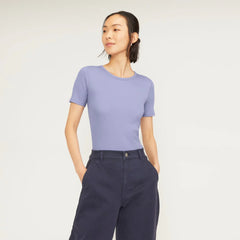 The Pima Micro-Rib Crew Tee | Cornflower Blue