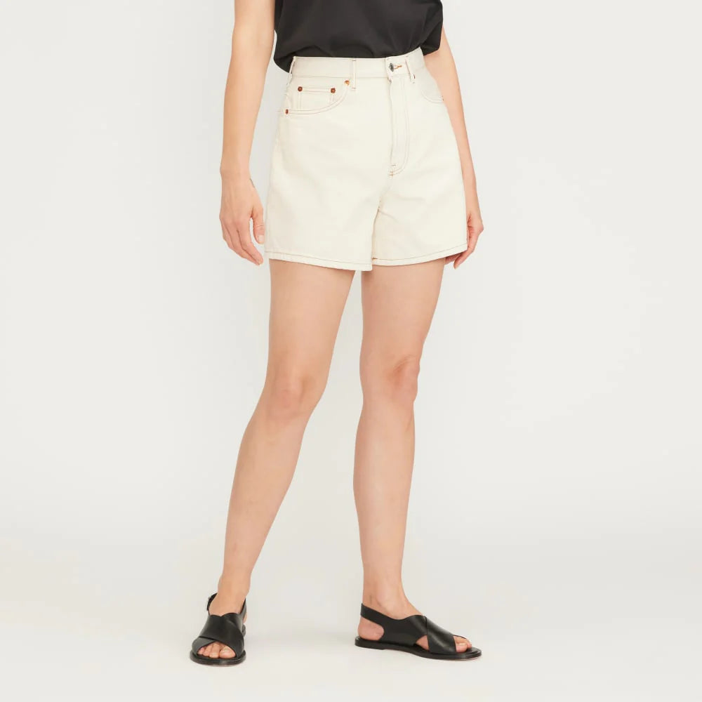 The A-Line Denim Short | Ecru
