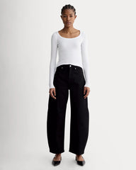 The Luxe Rib Long-Sleeve Scoop-Neck Tee | White