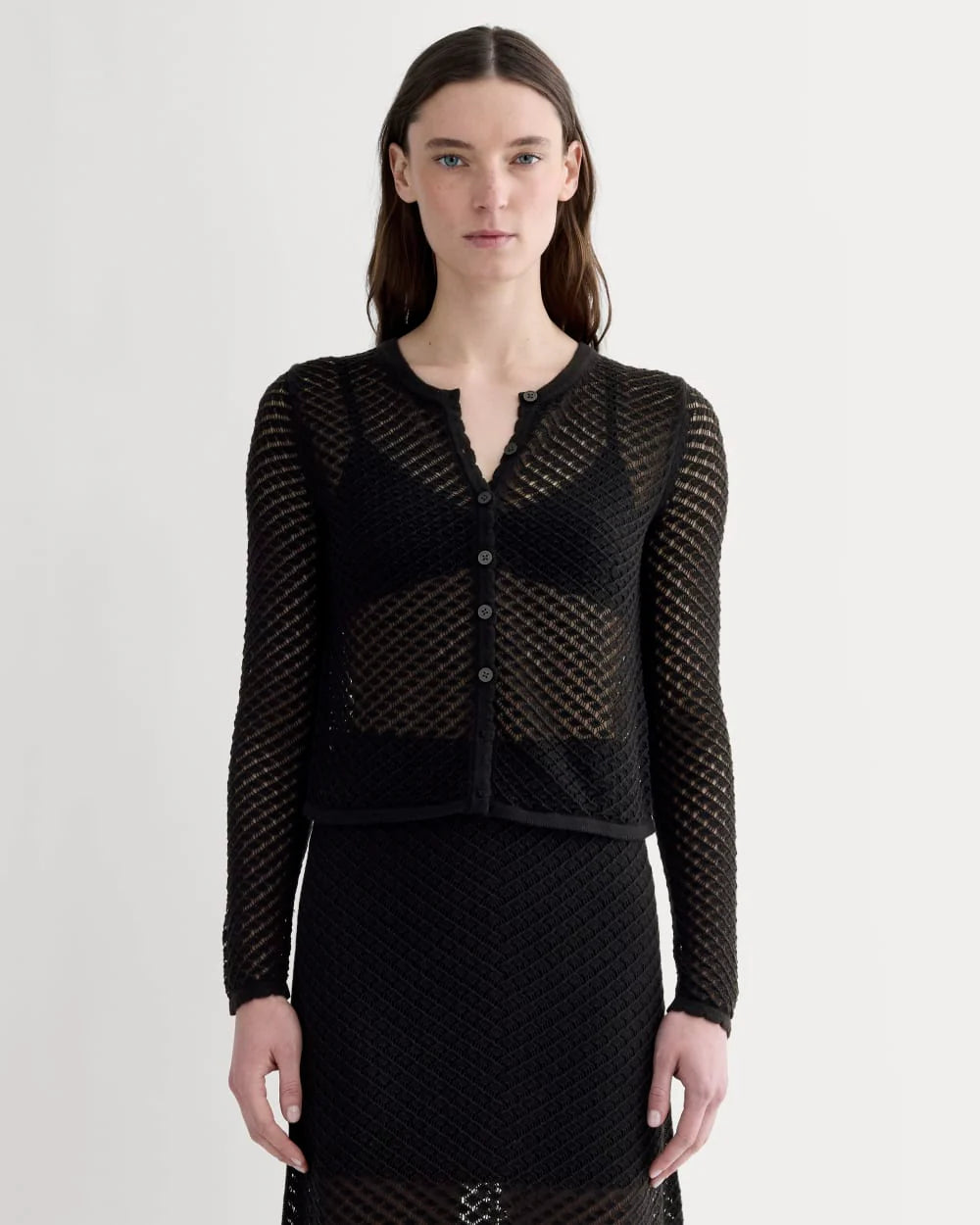 The Lace Knit Cardigan | Black