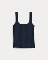 Scoop-Neck Tank in Pointelle | Deep Navy