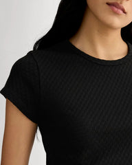 The Pointelle Short-Sleeve Tee | Black