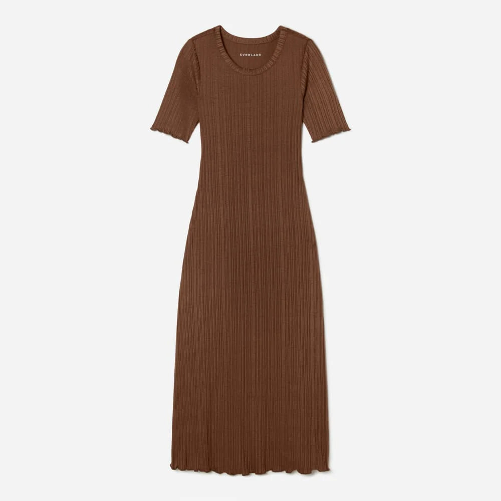 The Open Back Rib Dress | Espresso
