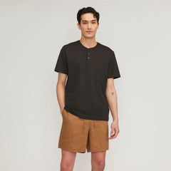The Cotton Slub Henley | Black