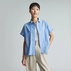 The Short-Sleeve Box Shirt |  Mariner Blue / White