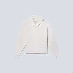 The Felted Merino Shawl Collar Sweater | Heathered Oat