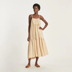 The Billow Tiered Maxi Dress | Orange Plaid