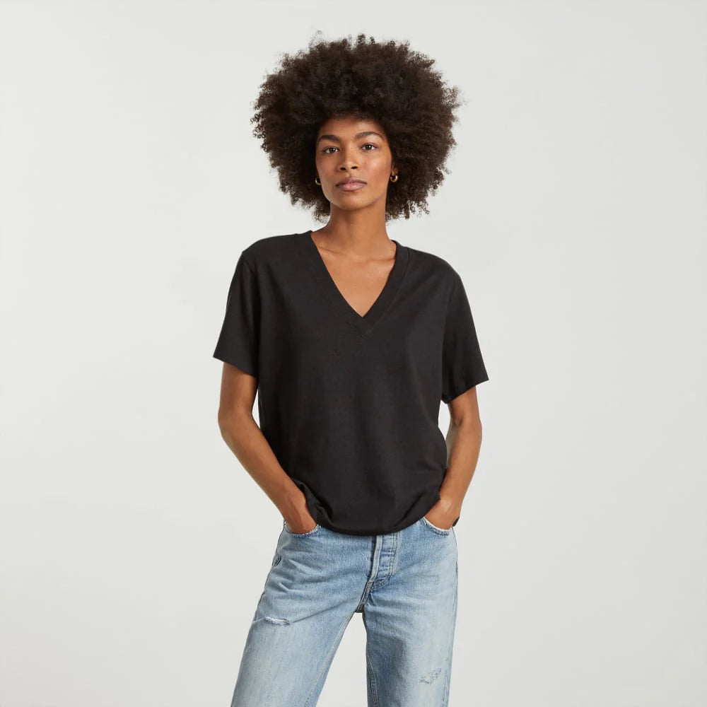 The Vintage V-Neck Hemp Tee | Black