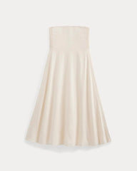 Strapless Dress in Stretch Linen | Bone