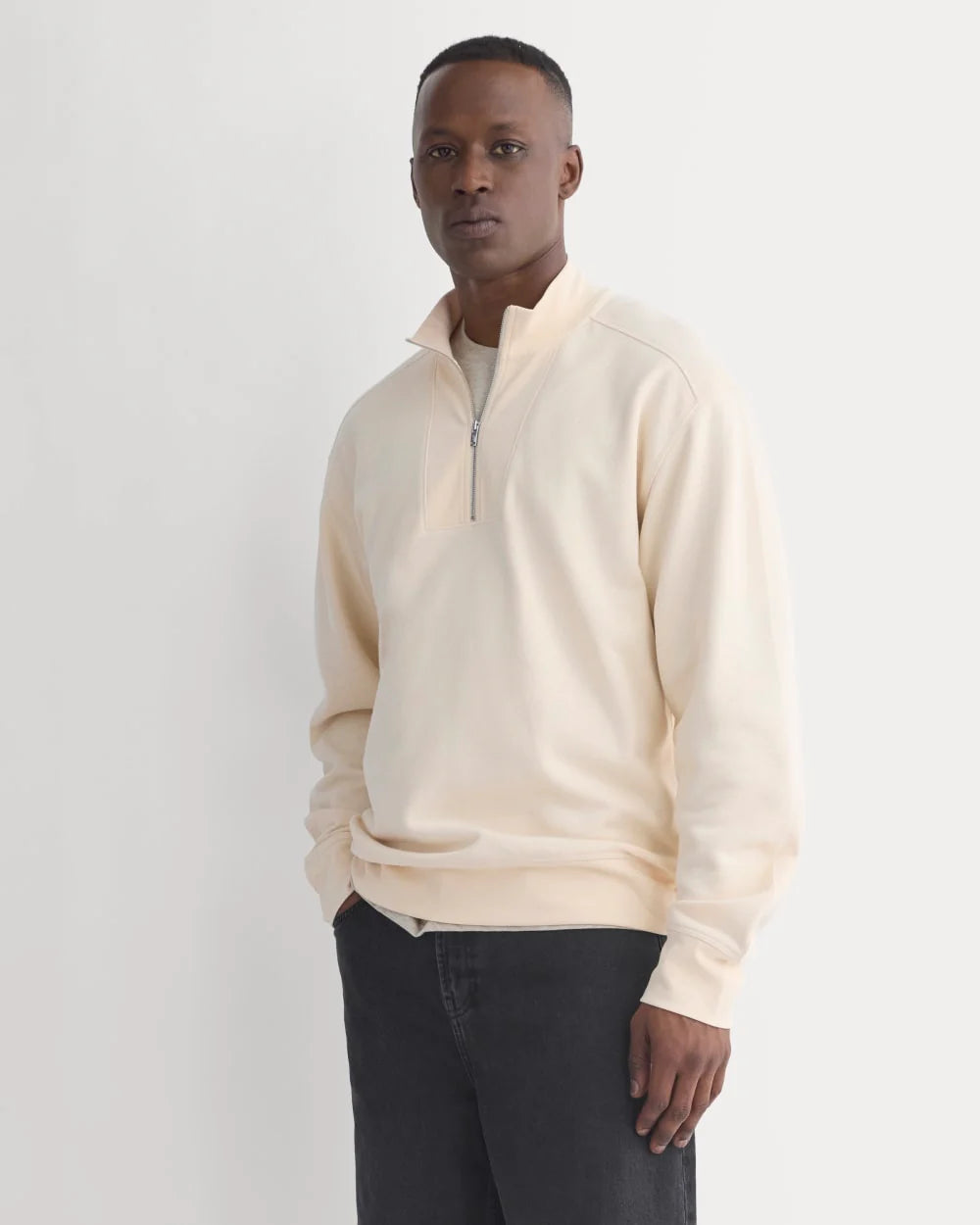 Lightweight Terry Zip Pullover | Parchment