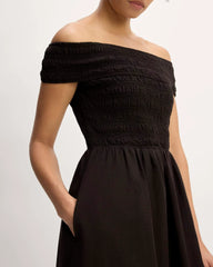The Gauze Off-the-Shoulder Dress | Black