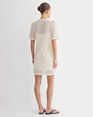 Mesh-Knit Short-Sleeve Dress | Bone