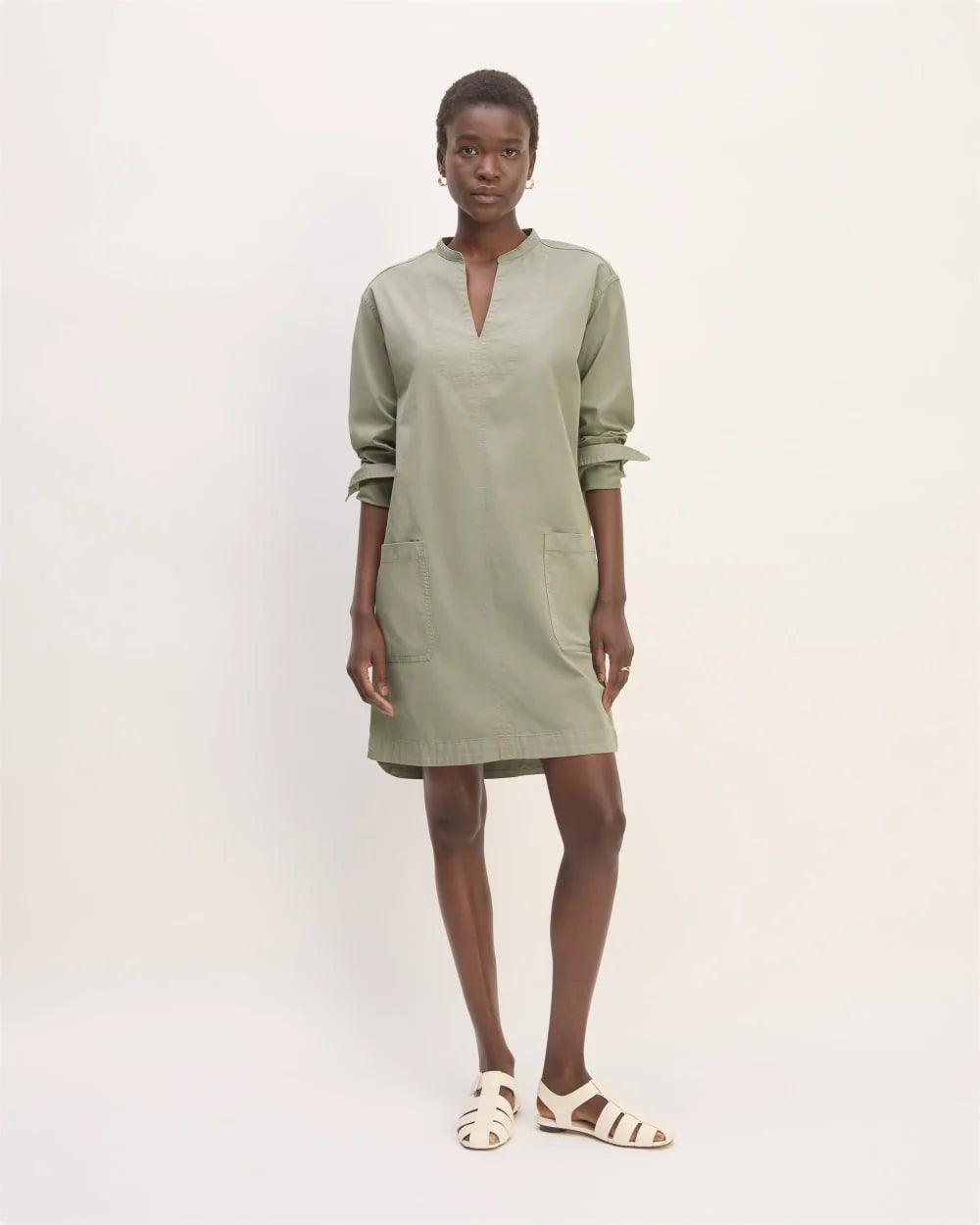 The Long-Sleeve Utility Mini Dress | Sage Green