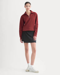 Luxe Fleece Zip Polo | Merlot