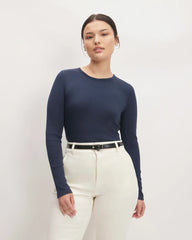 The Luxe Rib Long-Sleeve Crew | Navy