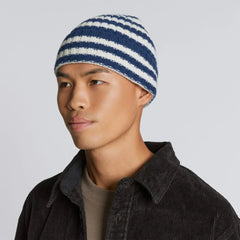 The Cashmere Beanie | Bright Navy / Bone
