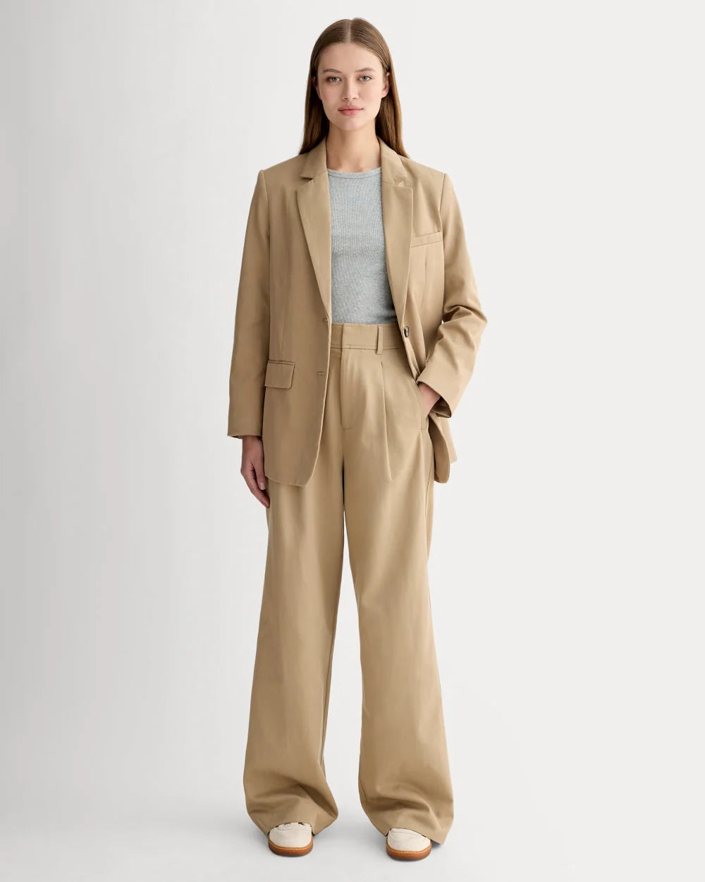 The Draper Pleated Pant in Buttersmooth | Ash Brown | 30" Inseam