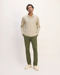 The Premium Weight Long-Sleeve Polo | Heather Oatmeal