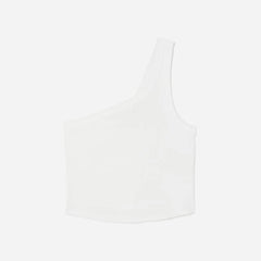 The Ribbed One-Shoulder Tank | White