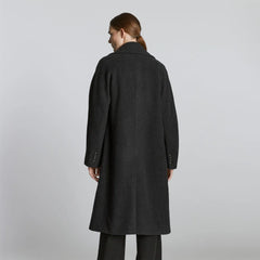 The Italian ReWool® Long Peacoat | Heathered Black