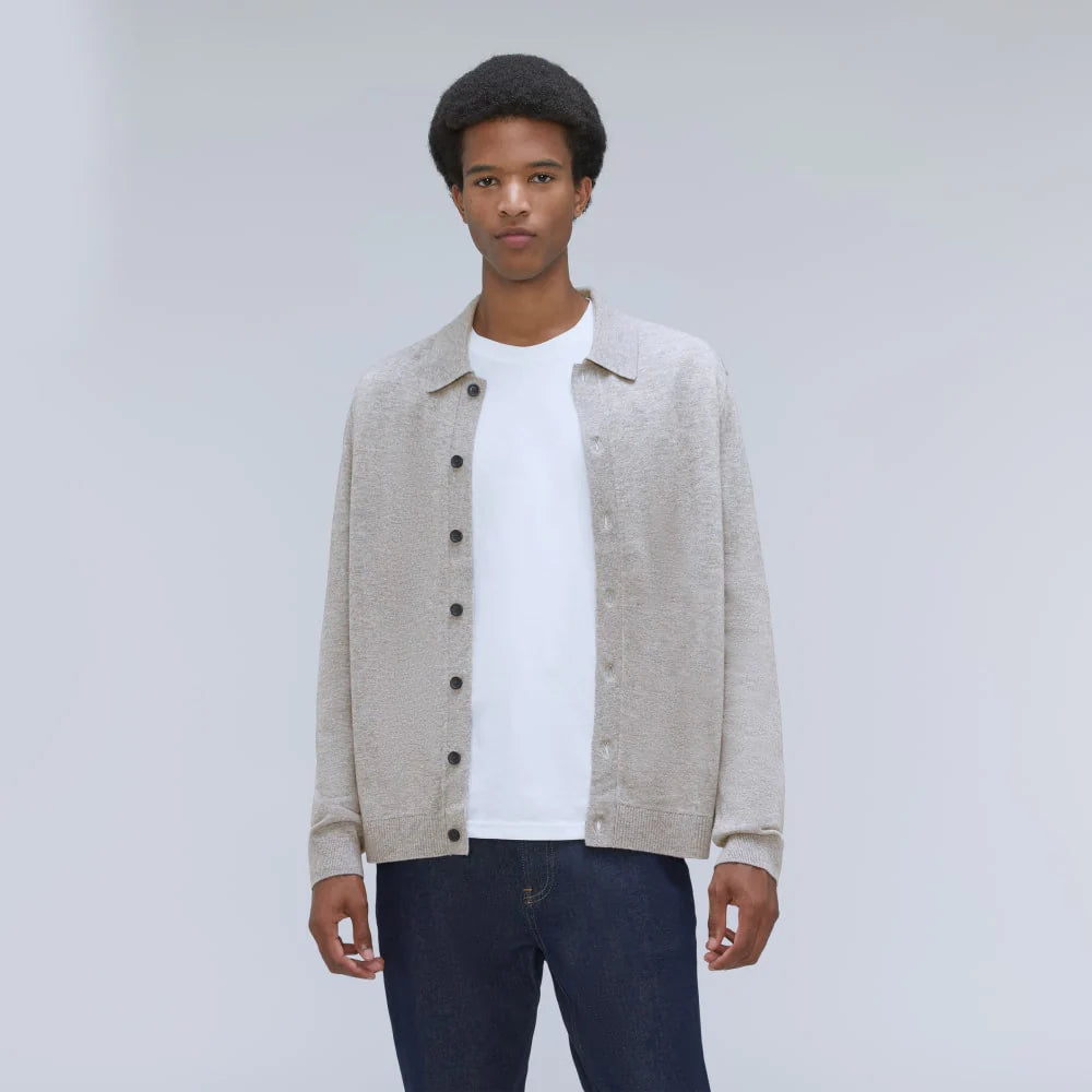 The Merino-Blend Sweater Polo |  Heathered Grey
