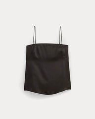 Thin Strap Cami in Silk Charmeuse | Black
