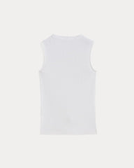 The Luxe Rib Funnel-Neck Tank | White