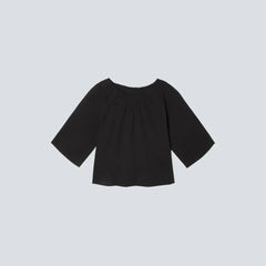The Seersucker Gathered Tee | Black