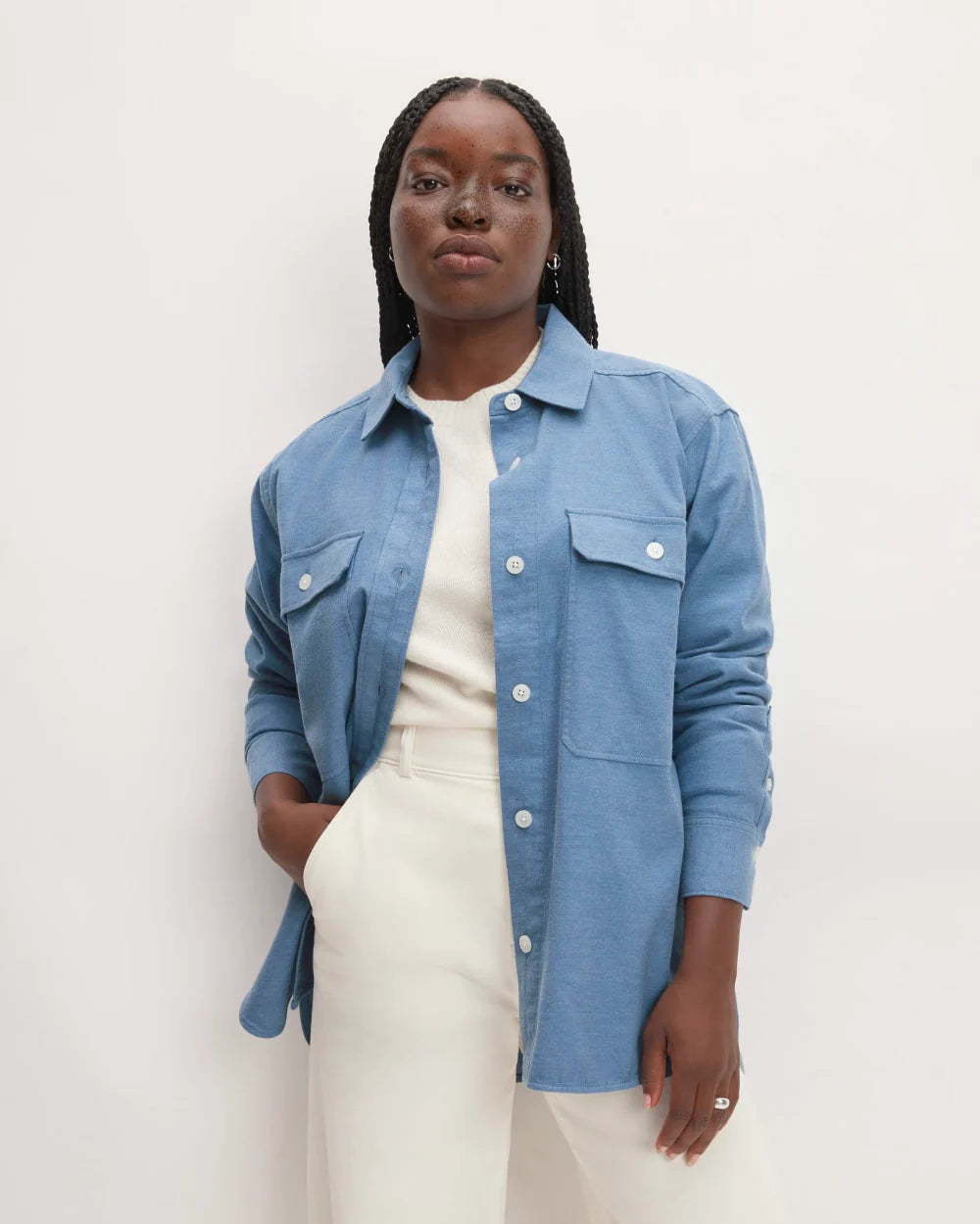The Classic Cotton Flannel Shirt | Heathered Heritage Blue