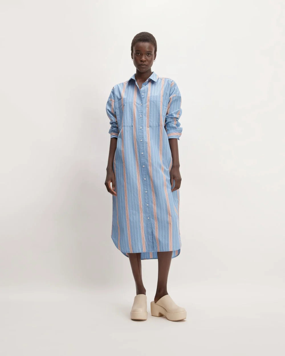 The Midi Cotton Shirt Dress | Parisian Blue / Black / Rusted Red / Bone