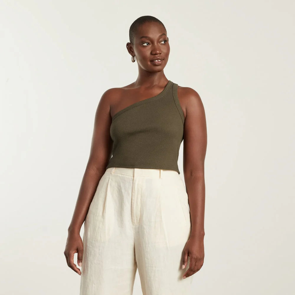 The Ribbed One-Shoulder Tank | Beech