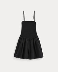 Gauze Smocked Mini Dress | Black