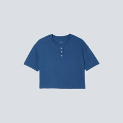 The Vintage Henley Hemp Tee | Deep Blue