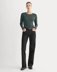 The Luxe Rib Long-Sleeve Crew | Heathered Dark Sea
