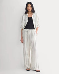 The Drawstring Pant in Linen | Gardenia/Meteorite