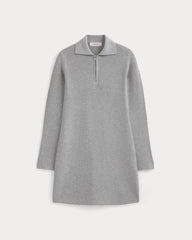 Knit Quarter-Zip Polo Dress | Light Heathered Grey