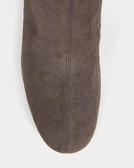 Leather Curved-Heel Boot | Dark Chocolate