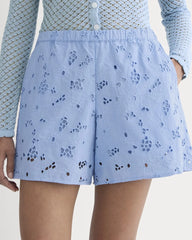 The Eyelet Pull-On Short | Sky Blue