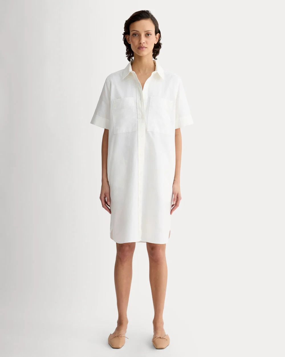 The Oxford Short-Sleeve Shirt Dress | White