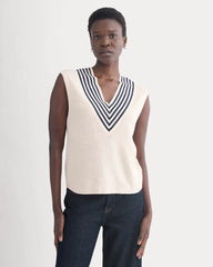 Relaxed V-Neck Vest in Cotton Merino | Canvas