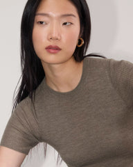 The Sweater Tee in Ultrasoft Merino | Heather Cocoa