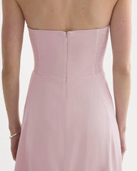 Strapless Dress in Stretch Linen | Burnished Lilac