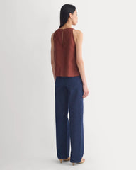 The Linen High-Neck Tank | Henna Red