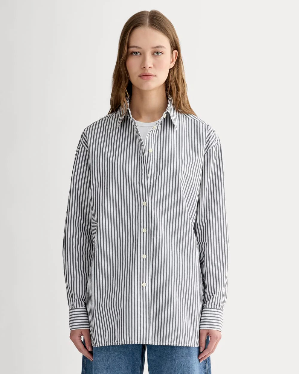 The Boyfriend Shirt in Ultrasoft Cotton | Optic White / Black