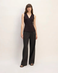 The Rib Wrap Top | Black