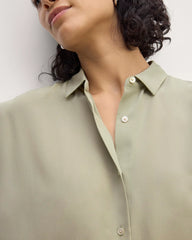 The Boxy Shirt in Washable Silk | Seagrass