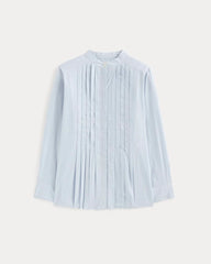 The Pleated Shirt in Silky Cotton | Forever Blue / Optic White