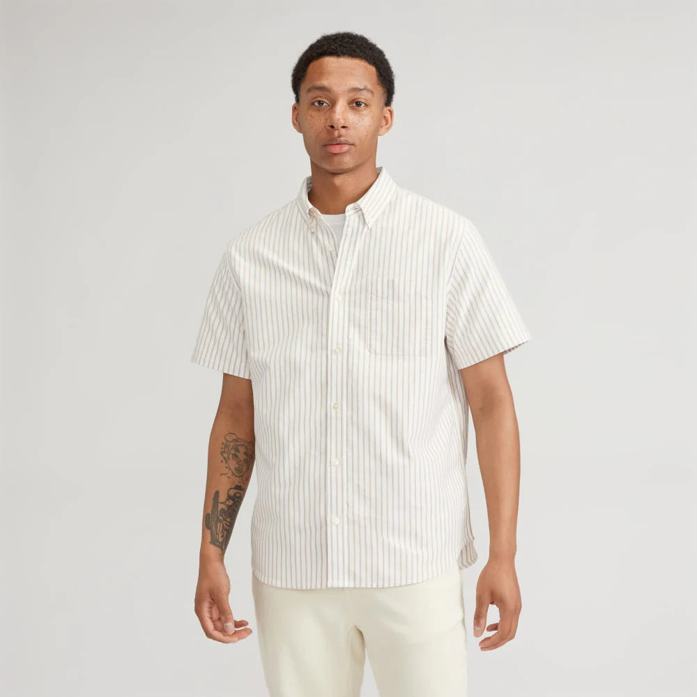 The Organic Short Sleeve Oxford Shirt | Sahara / Off-White