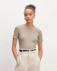 The Luxe Rib Crew | Heathered Tan